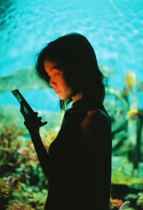 a Girl in aquarium