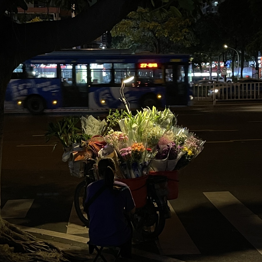 路边卖花的婆婆